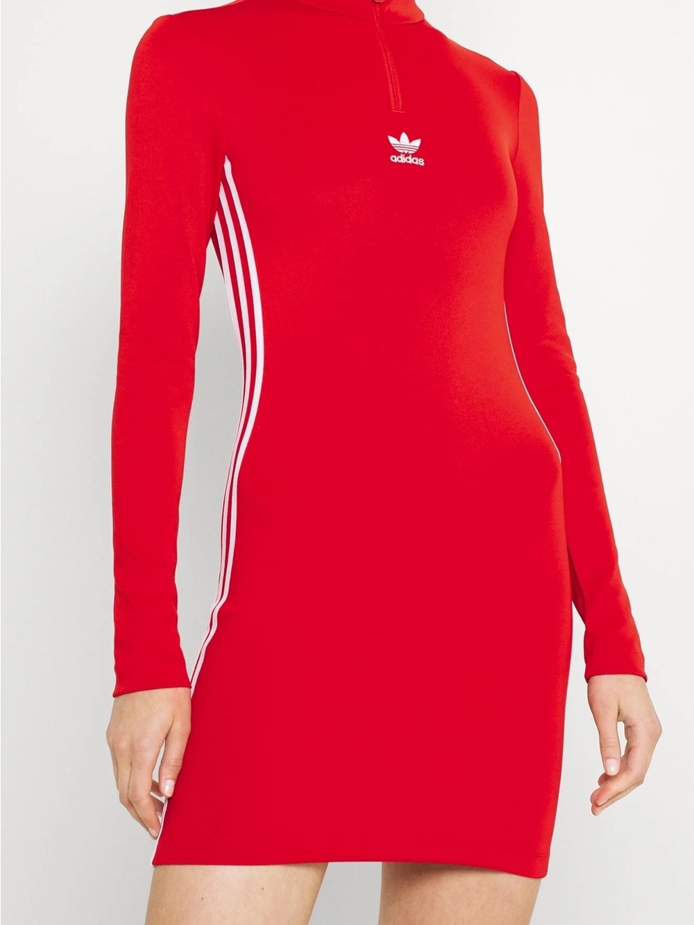 adidas Red Long Sleeve Bodycon Dress